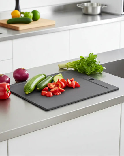 NXT Board Schneidebrett schwarz mit Saftrille – Frontansicht