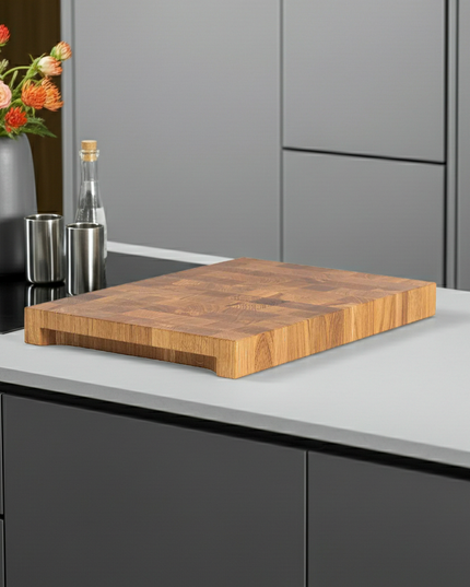 NXT Board end grain oak cutting board with deep recessed grips, 52.5 x 35 x 5.5 cm
