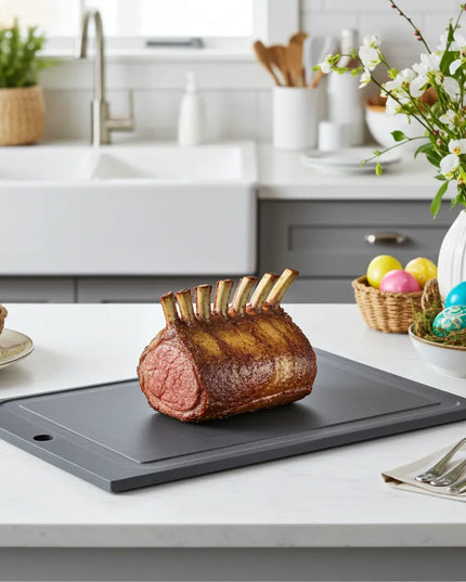 NXT Board Schneidebrett schwarz mit Saftrille – Detailansicht