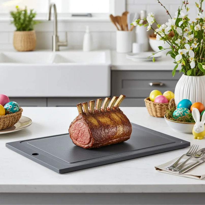 NXT Board Schneidebrett schwarz mit Saftrille – Detailansicht