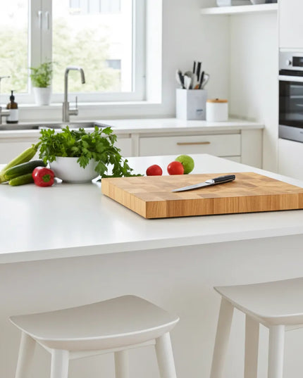 NXT Board Schneidebrett Eiche „S" Stirnholz 38 x 25,5 x 4,5 cm – Produktansicht